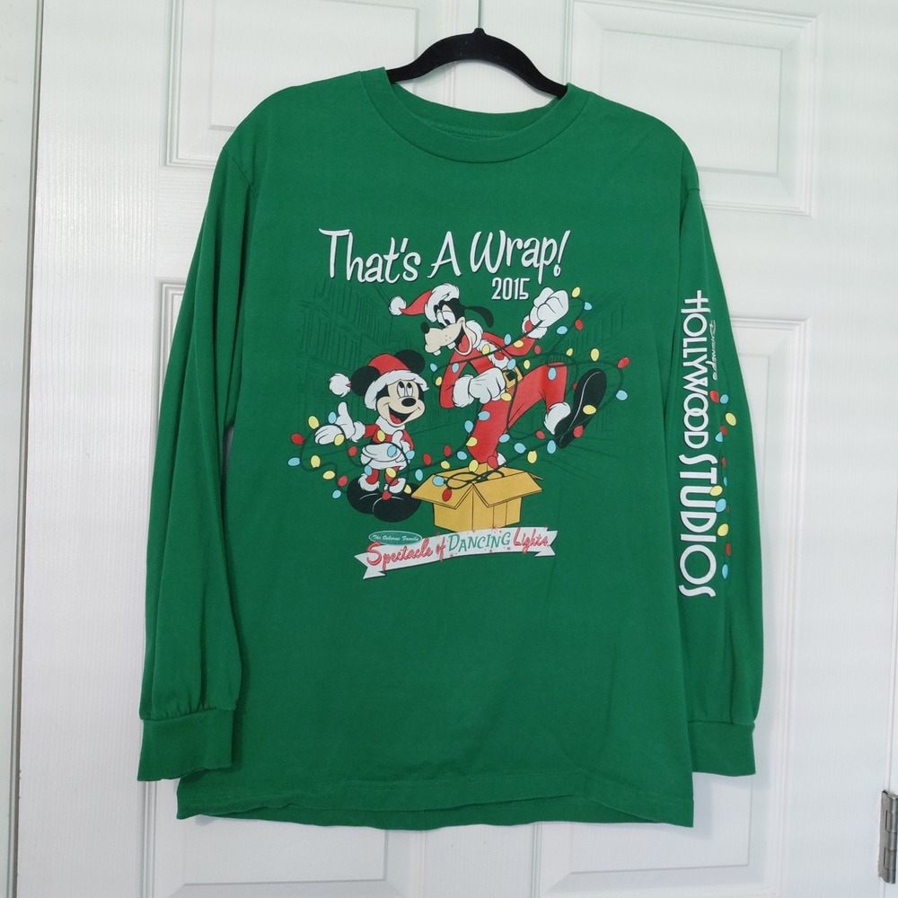 Disney Parks 2015 Osborne Lights Hollywood Studios Green Long Sleeve Shirt M